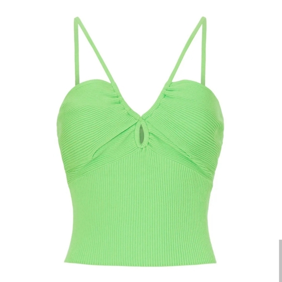 A.L.C. Women's Ana Top, Stretchy Viscose Blend Sleeveless Crop, Vibrant Green, M - Picture 1 of 13